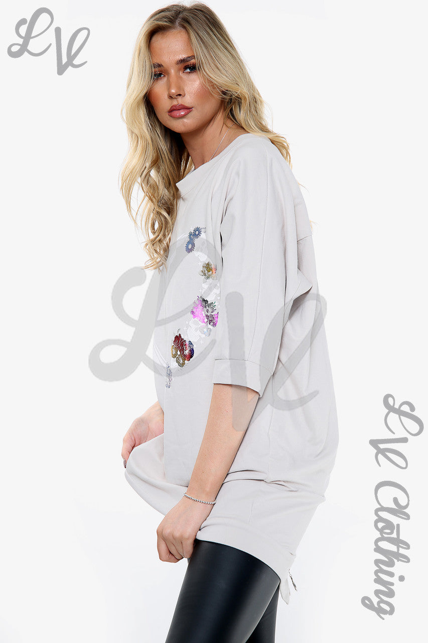 Dames Skull Heart Graphic Top Zilver Prijs per stuk € 14,99