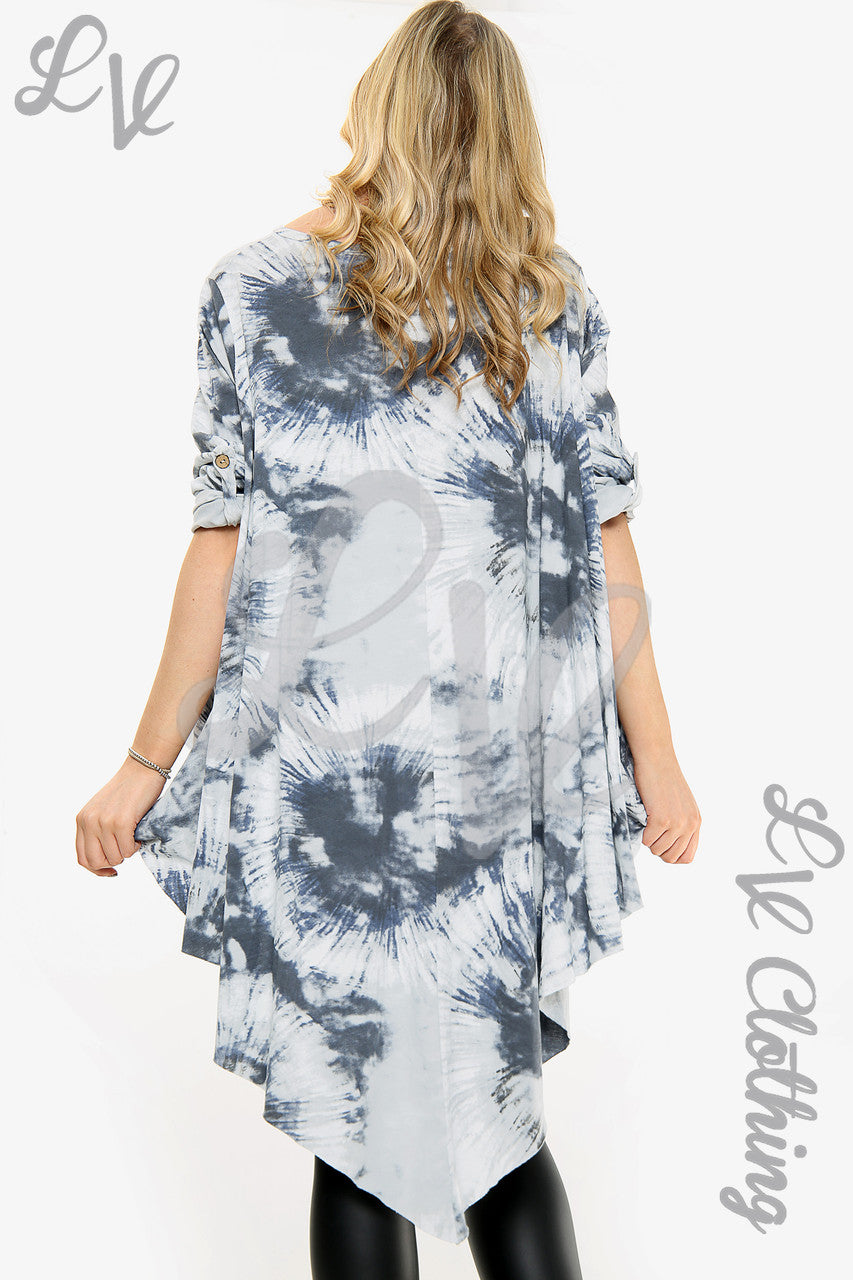 Ladies Tie Dye Draped Hem Top Silver Unit Price £12.99