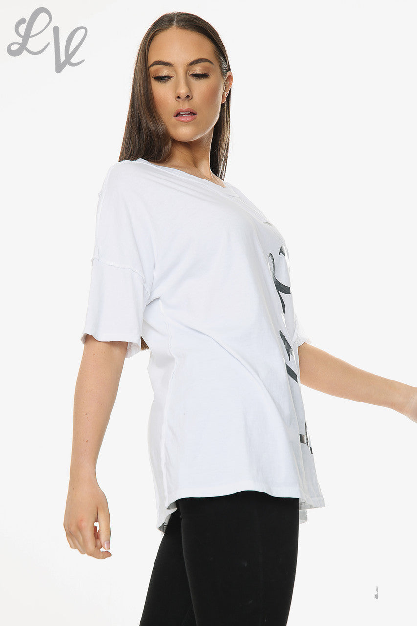 Dames Folie Queen Script Top Zilver Stukprijs WAS €9,99 NU €4,99
