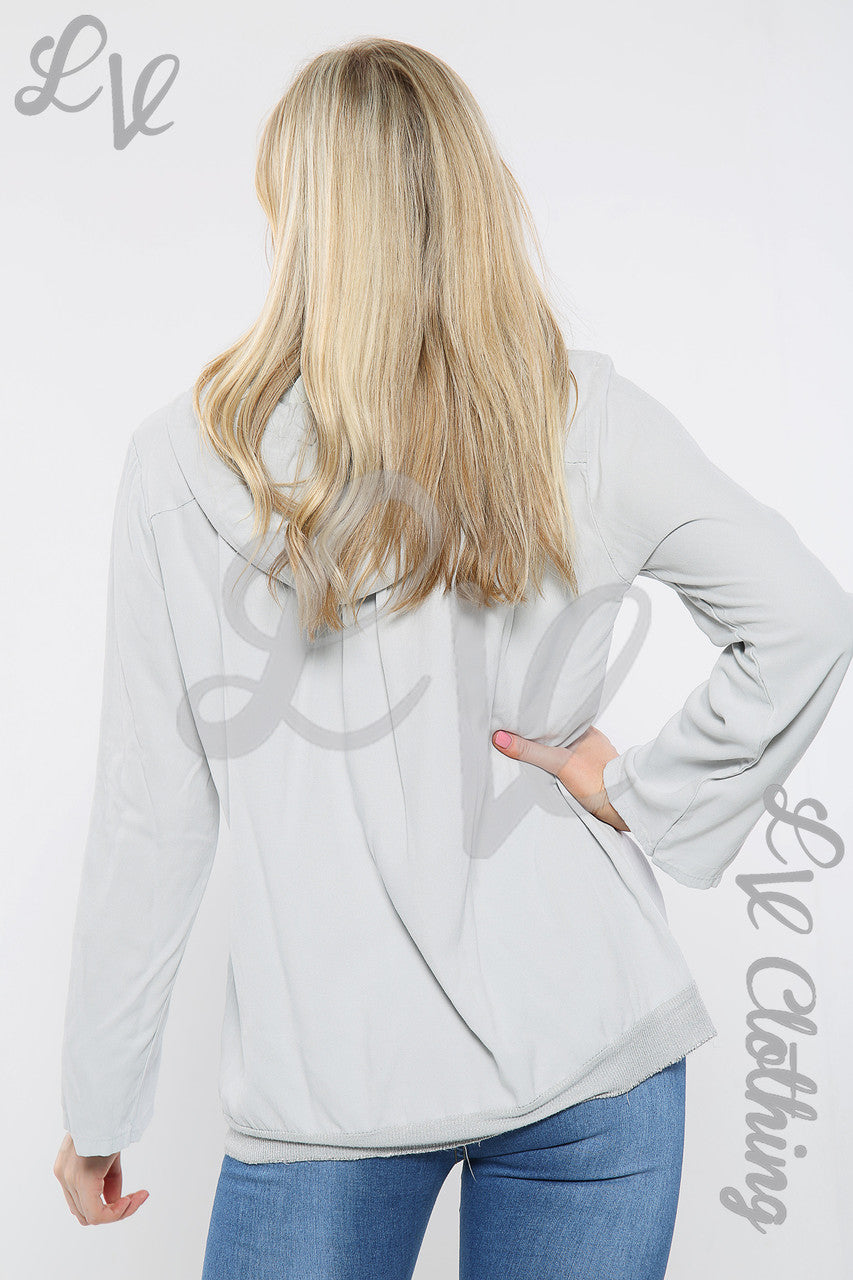 Dames sweatshirt met capuchon en pailletten ster zilver - Prijs per eenheid € 15,99