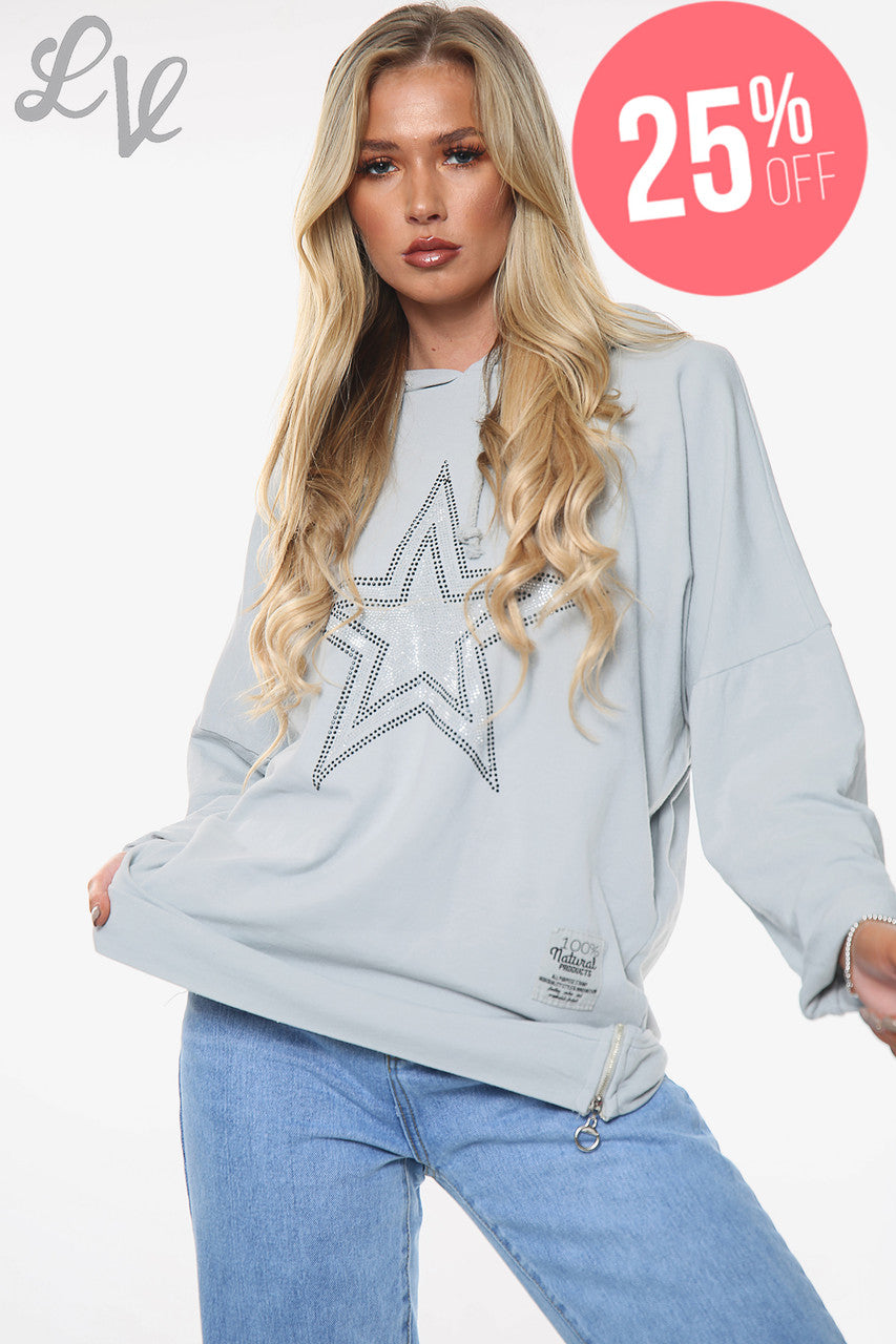 Dames Dimate Star Hoodie Zilver Stukprijs €13,99