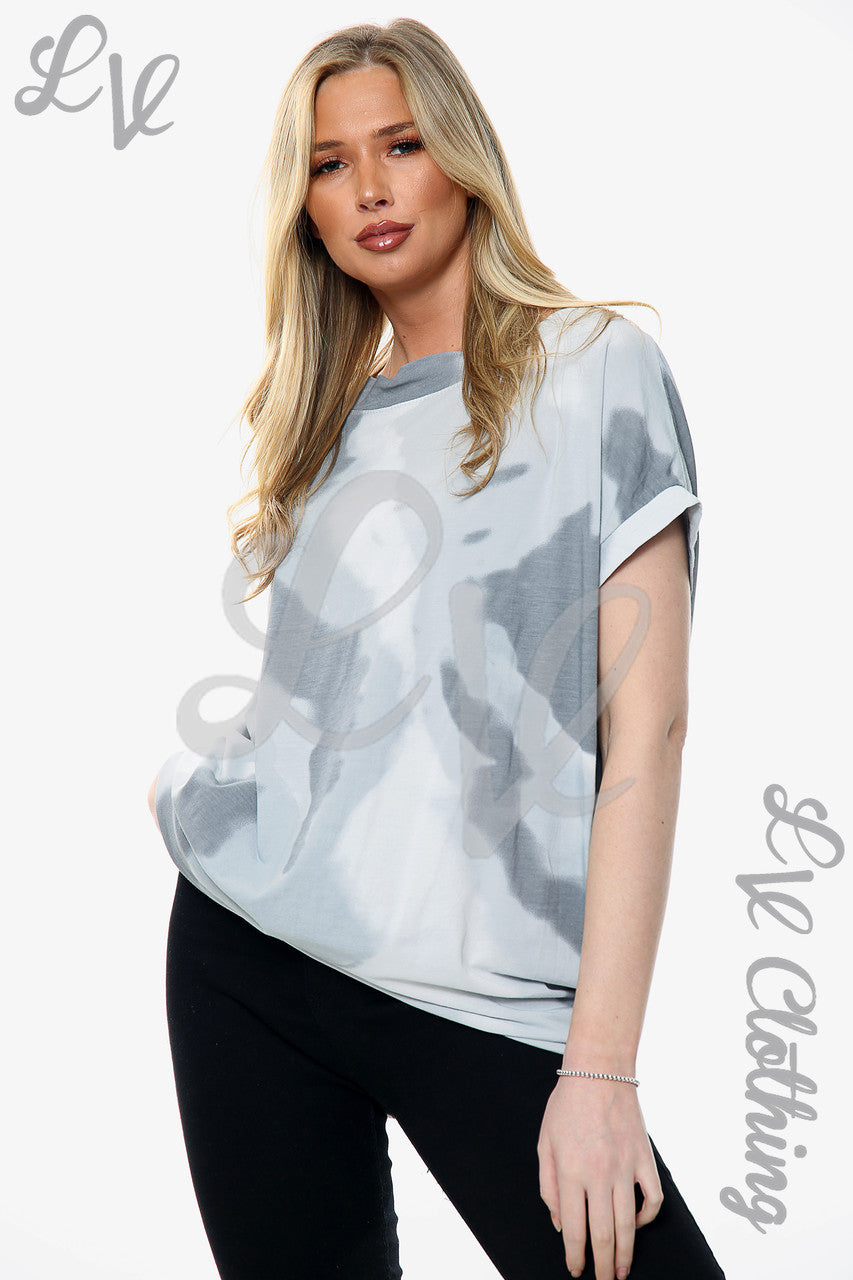 Dames Aquarel Print Top Zilver Stukprijs €10,99
