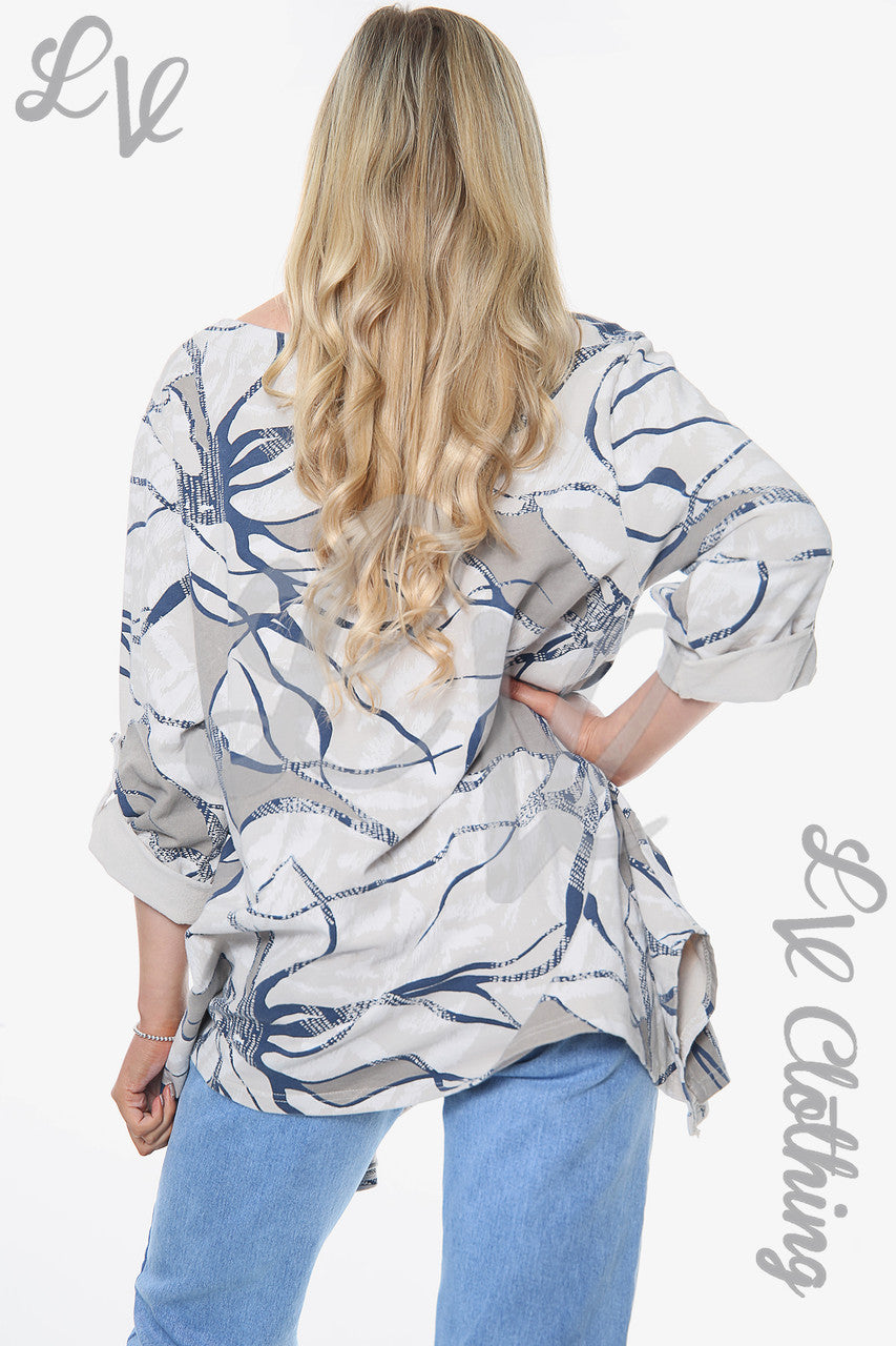 Dames Top met Abstracte Print Steen Prijs WAS €11,99 NU €5,99