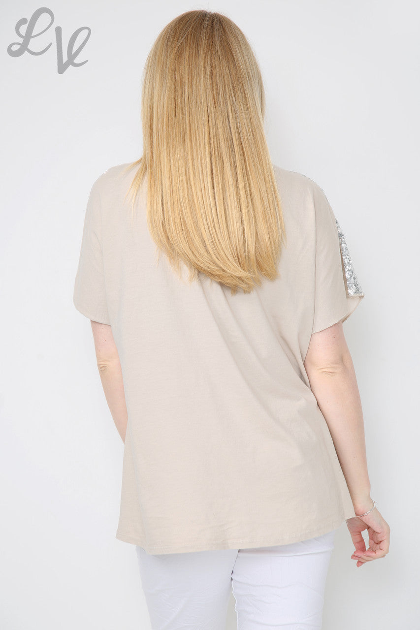 Dames pailletten liefdeshart & schouder top steen Eenheidsprijs €10,99