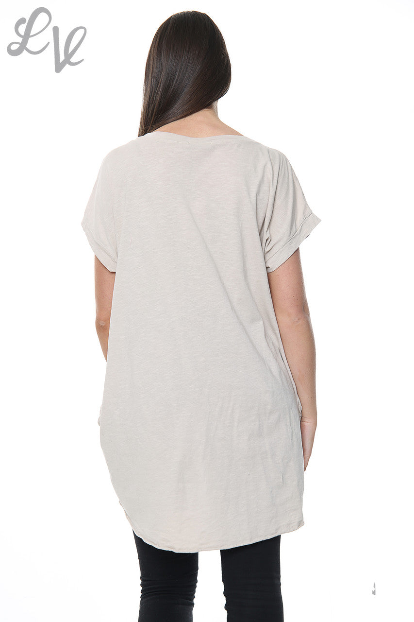 Ladies Linen Front & Cotton Back Foil Hearts Top Stone Unit Price £9.99