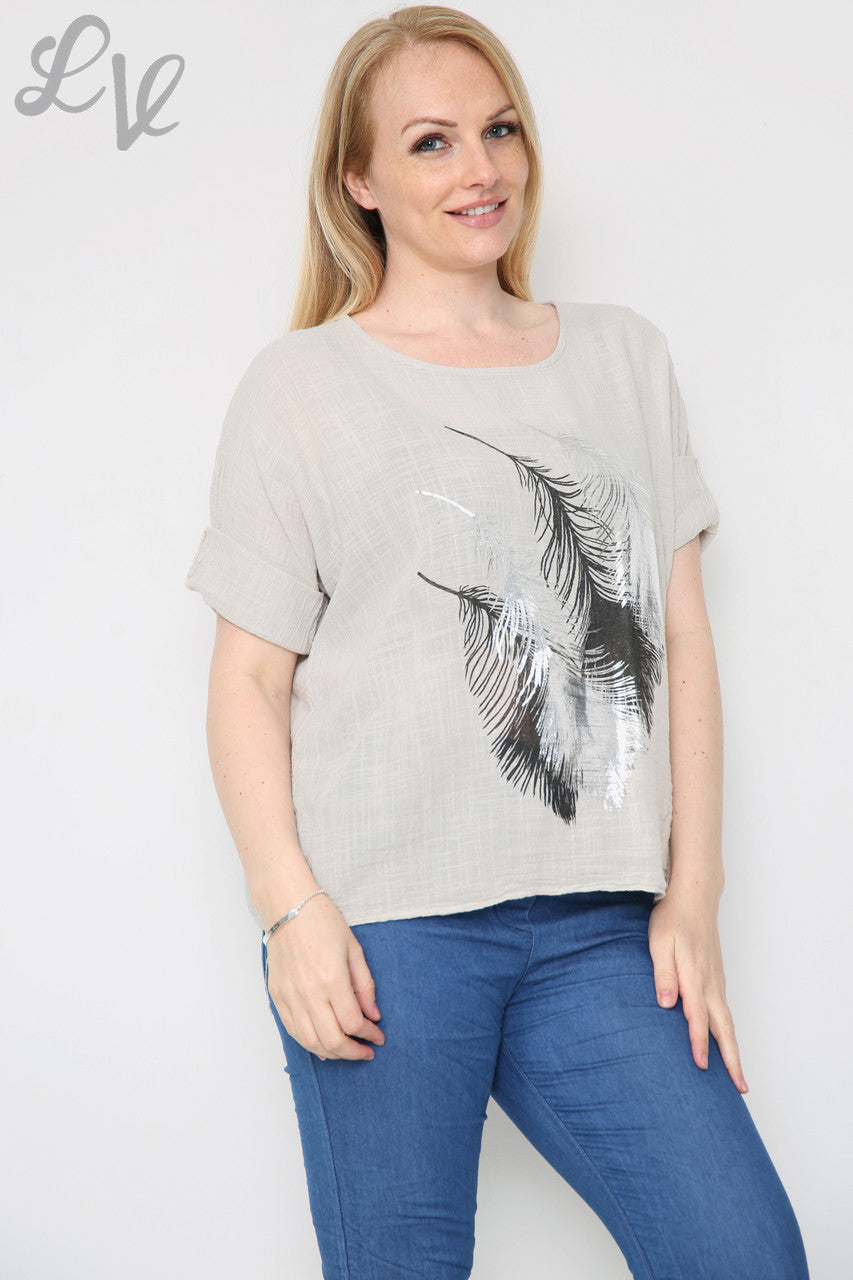 Dames Top met Folie Bladdesign
