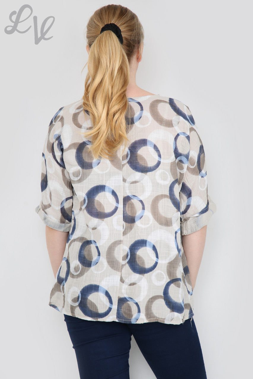 Ladies Circle Shapes Print Eenvoudige Top Steen Stukprijs € 6,99