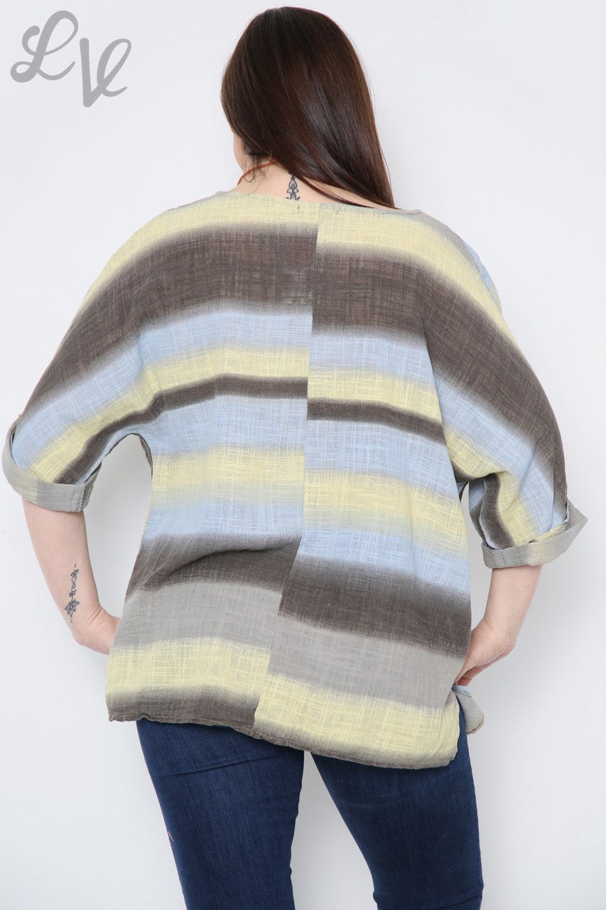 Ladies Ombre Colourful Striped Top Stone Unit Price £9.99