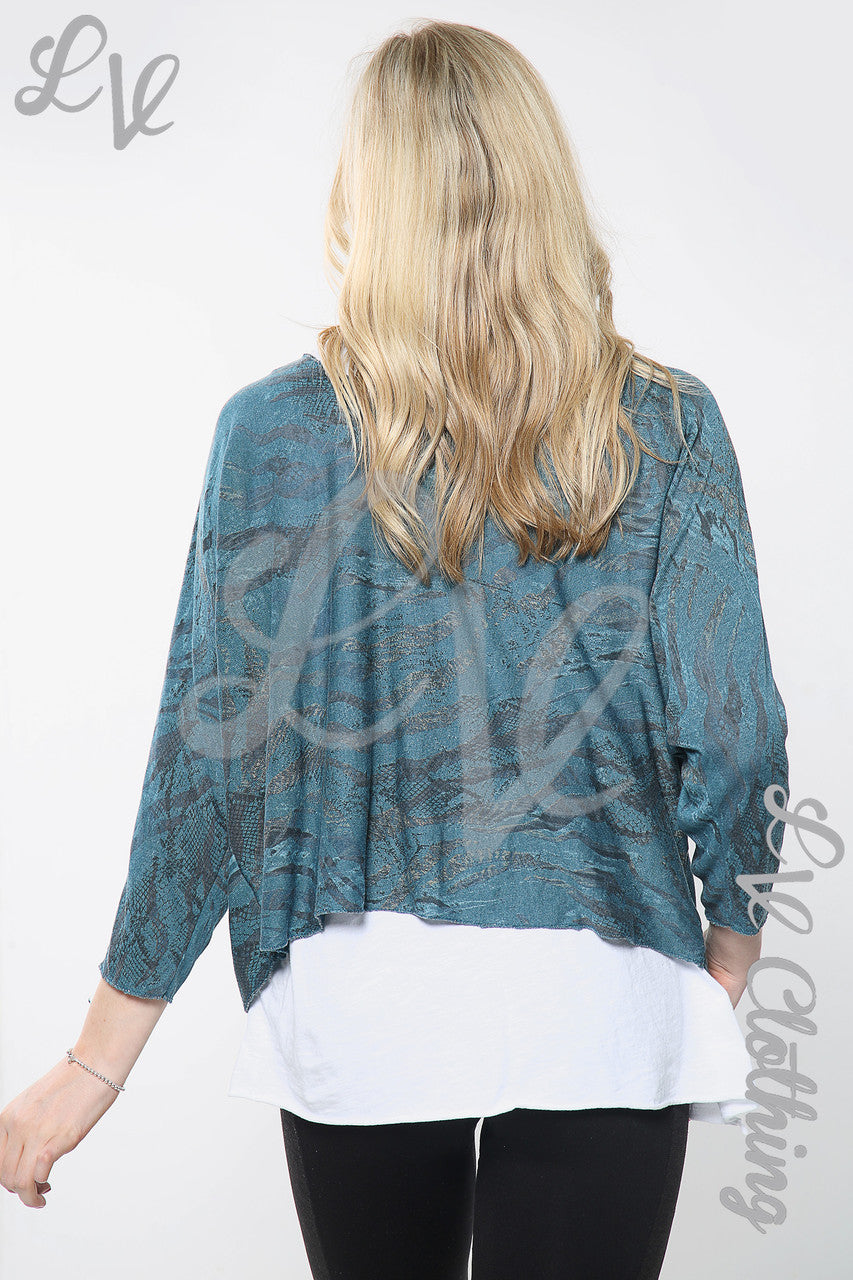 Dames 2-laags bedrukte kettingtop in groenblauw. Stukprijs WAS €8,99 NU €5,99