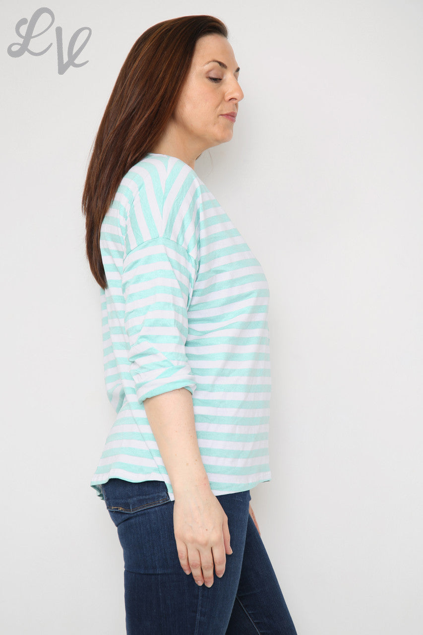 Ladies Stripe Roll Sleeve Top Tiffany Unit Price £4.99