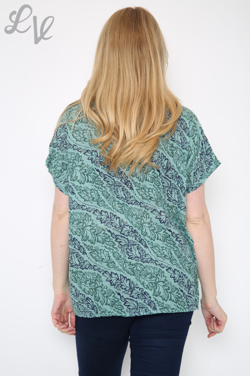 Damesblouse met blad- en paisleyprint Tiffany Stukprijs € 7,99