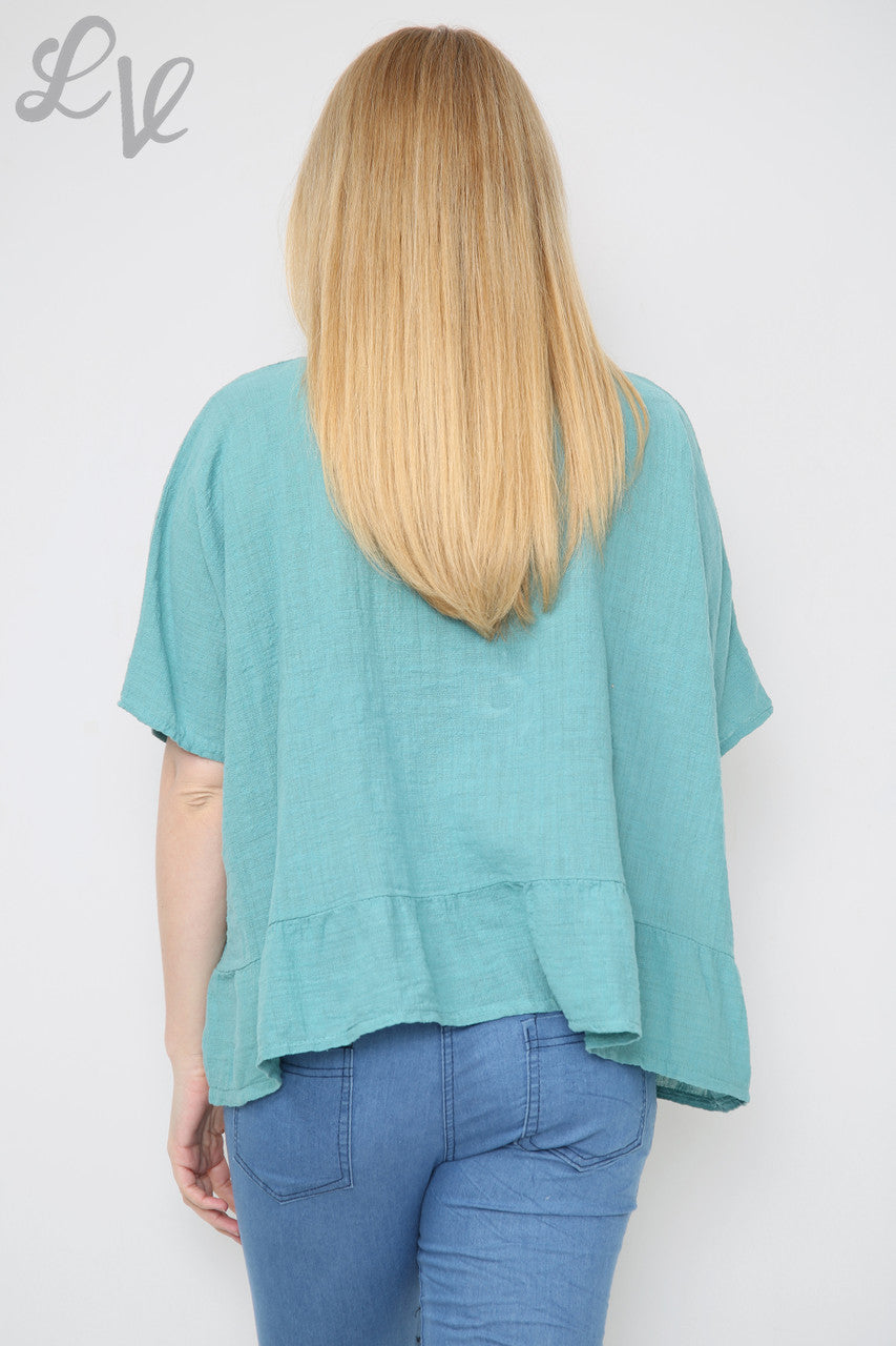 Ladies Frill Hem Top With Necklace Tiffany