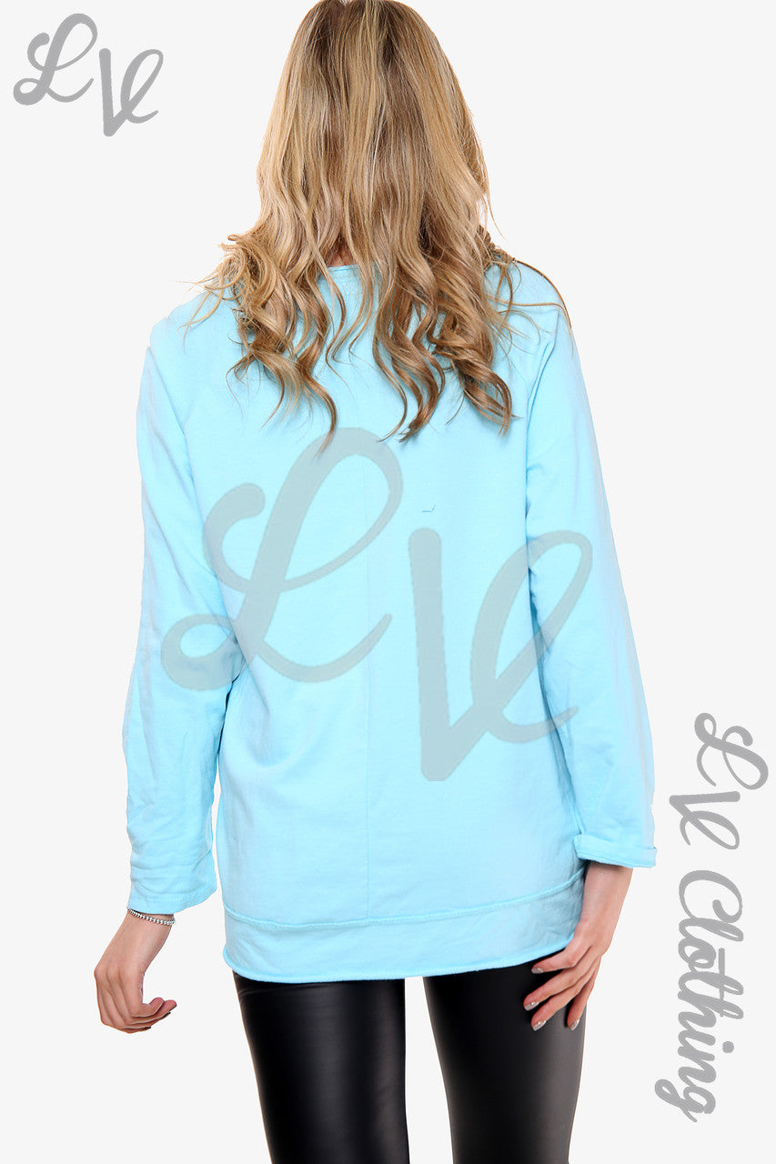 Ladies 'Love yourself' Graphic Top Turquoise Unit Price WAS £11.99 NOW £5.99