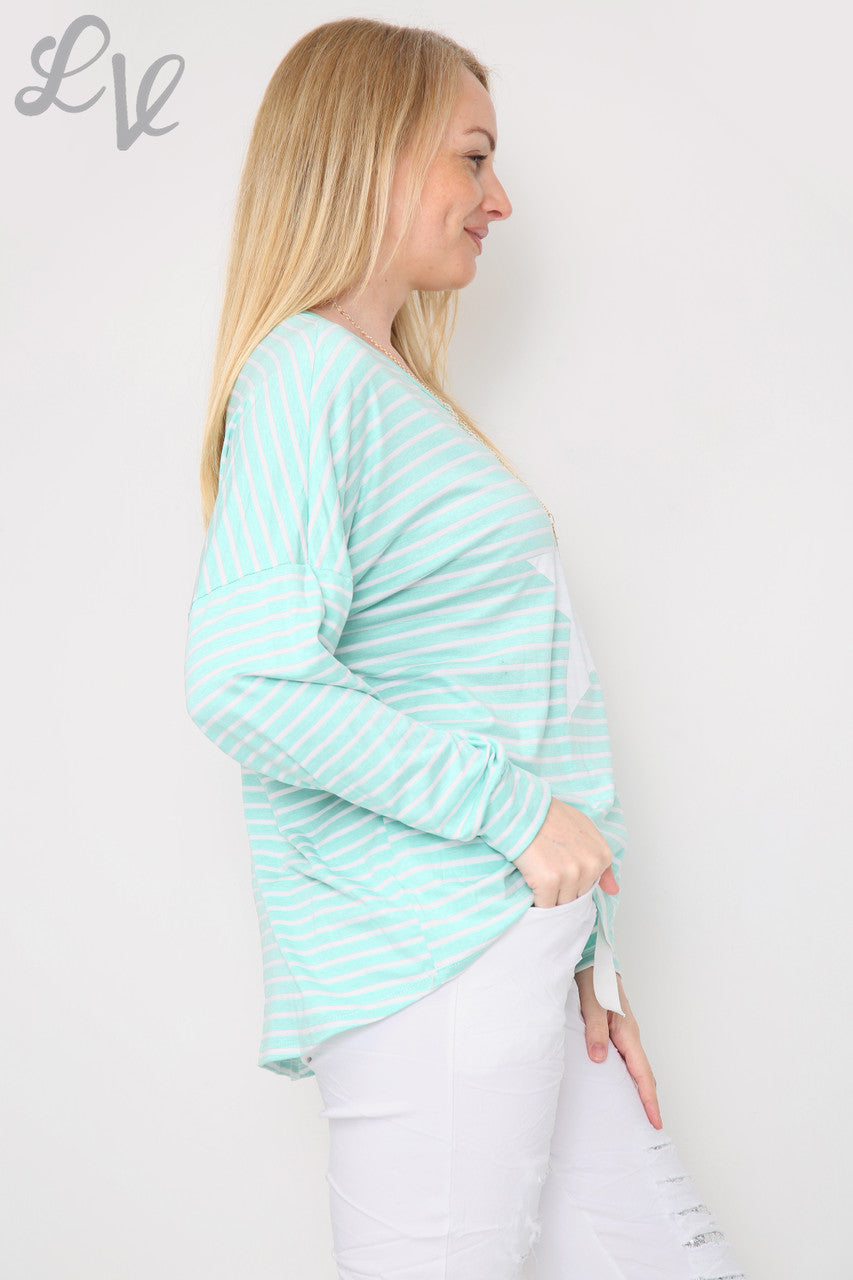 Ladies Stripe & Star Top Tiffany Unit Price £8.99