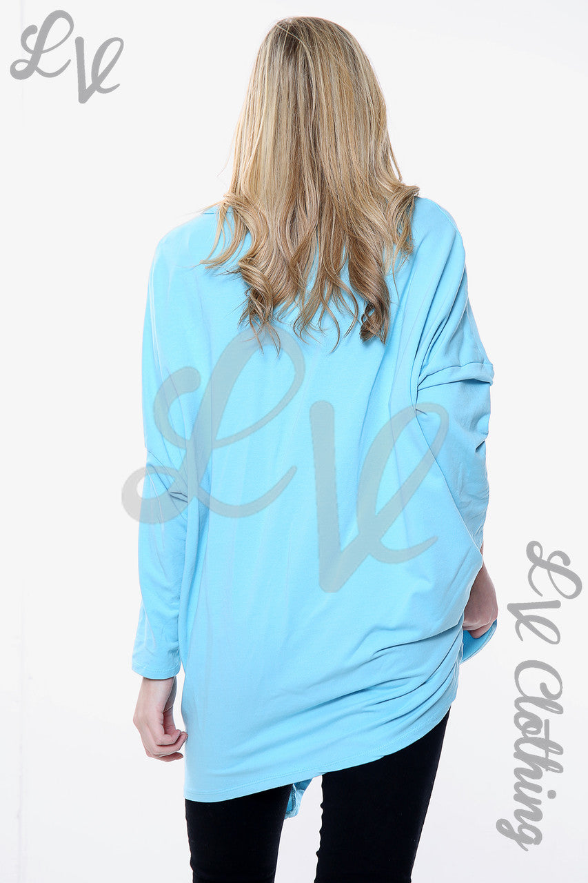 Damesapplicatie Ruche Folie Hart Sweatshirt Top Turkoois Prijs per eenheid €15,99