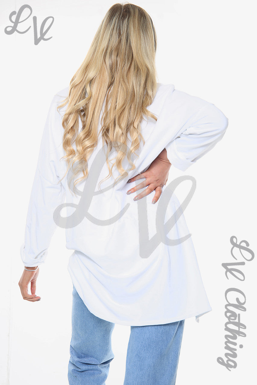 Dames Effen Sweatshirt Met Ritsdetail Wit Stukprijs € 12,99