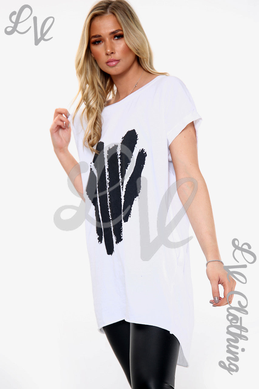 Dames Top met Grafische Strepen Wit Prijs per stuk €8,99
