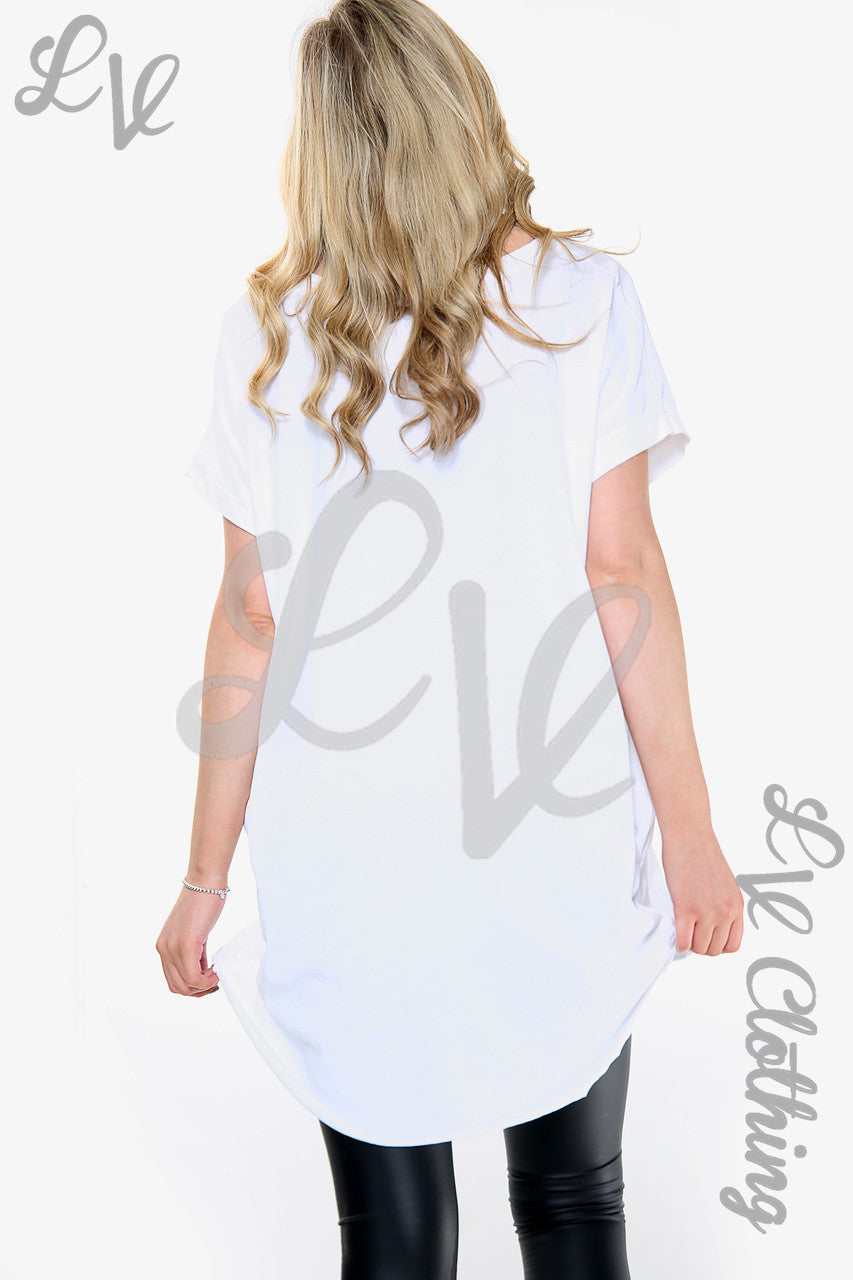 Dames Folie Hart Grafische Top Wit Stukprijs € 10,99