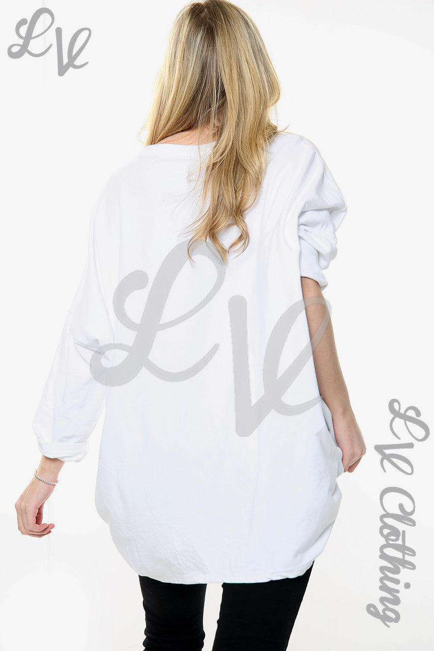 Ladies Paintbrush Shapes Print Sweatshirt Top White Unit Price £15.99