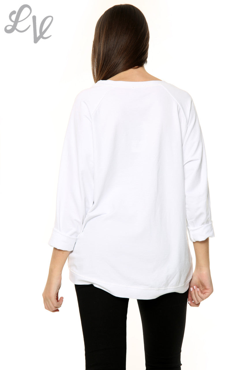 Ladies Sequin Butterfly Detail Top White Unit Price £13.99