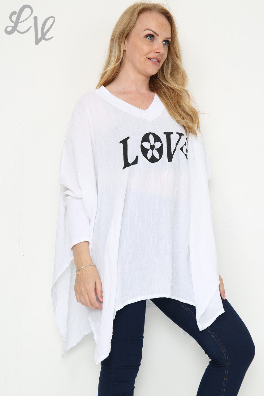 Ladies Love Batwing Top White Unit Price WAS £9.99 NOW £5.99