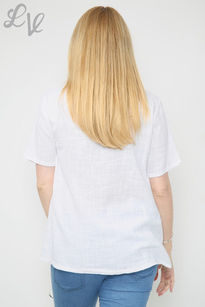 Ladies Star Sequin Top White