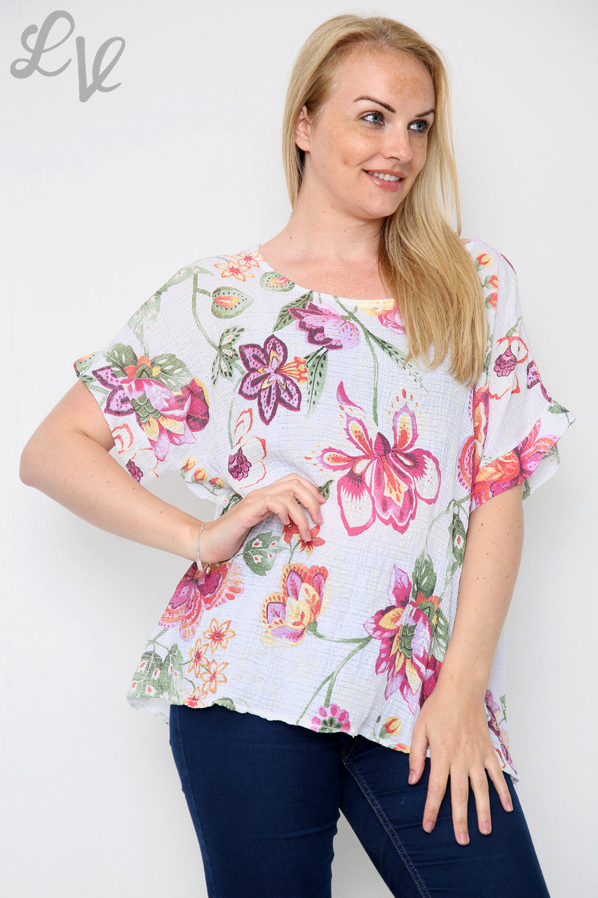 Dames Top met Bloemen- en Paisleyprint Wit Prijs per stuk € 8,99