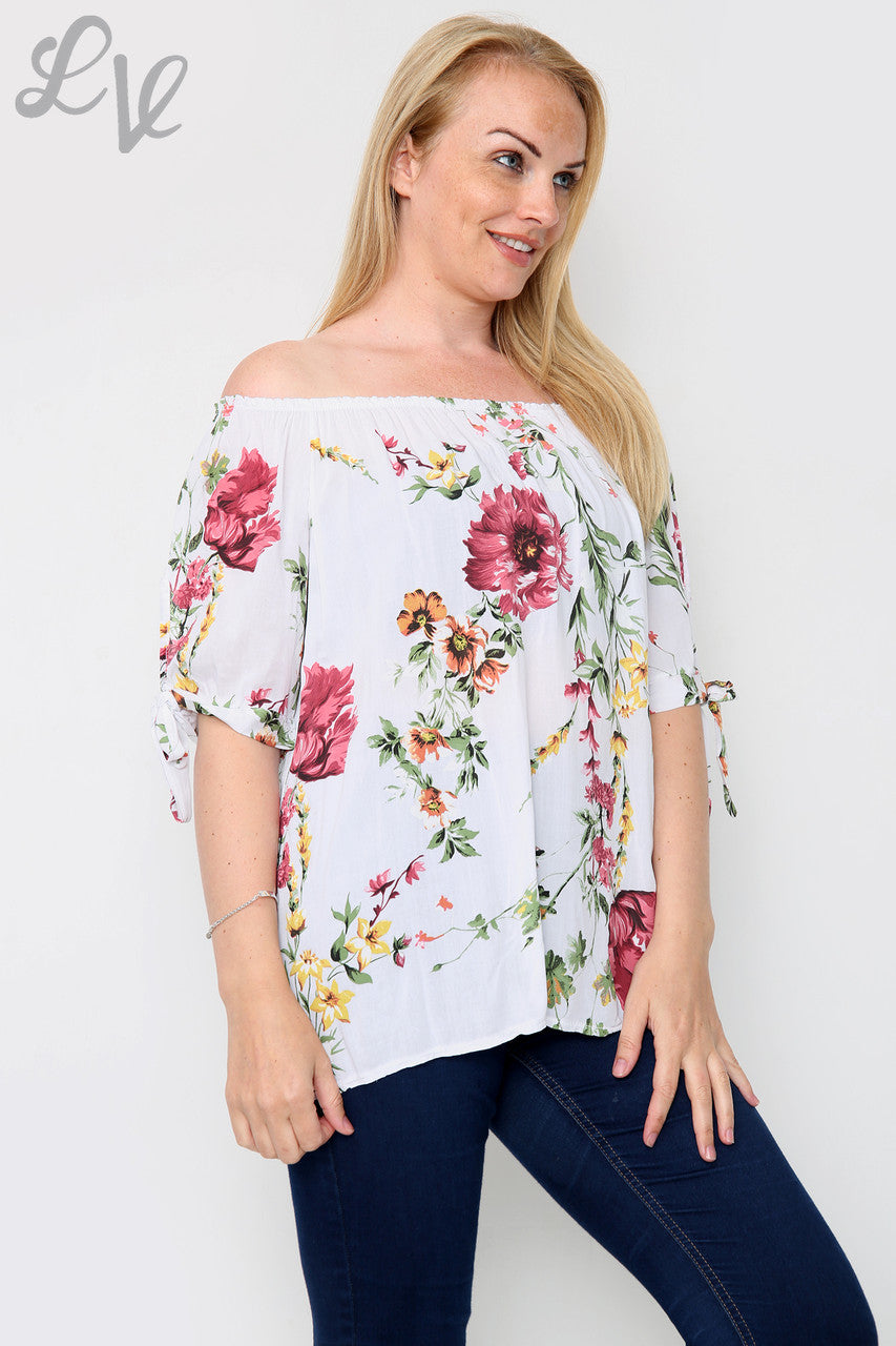 Dames top met bloemenprint in gipsy-stijl Wit Prijs per stuk €9,99