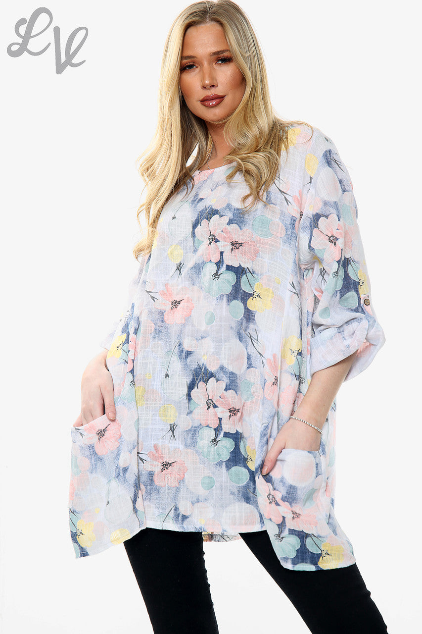 Dames Top met Bloesemprint Wit Stukprijs € 12,99