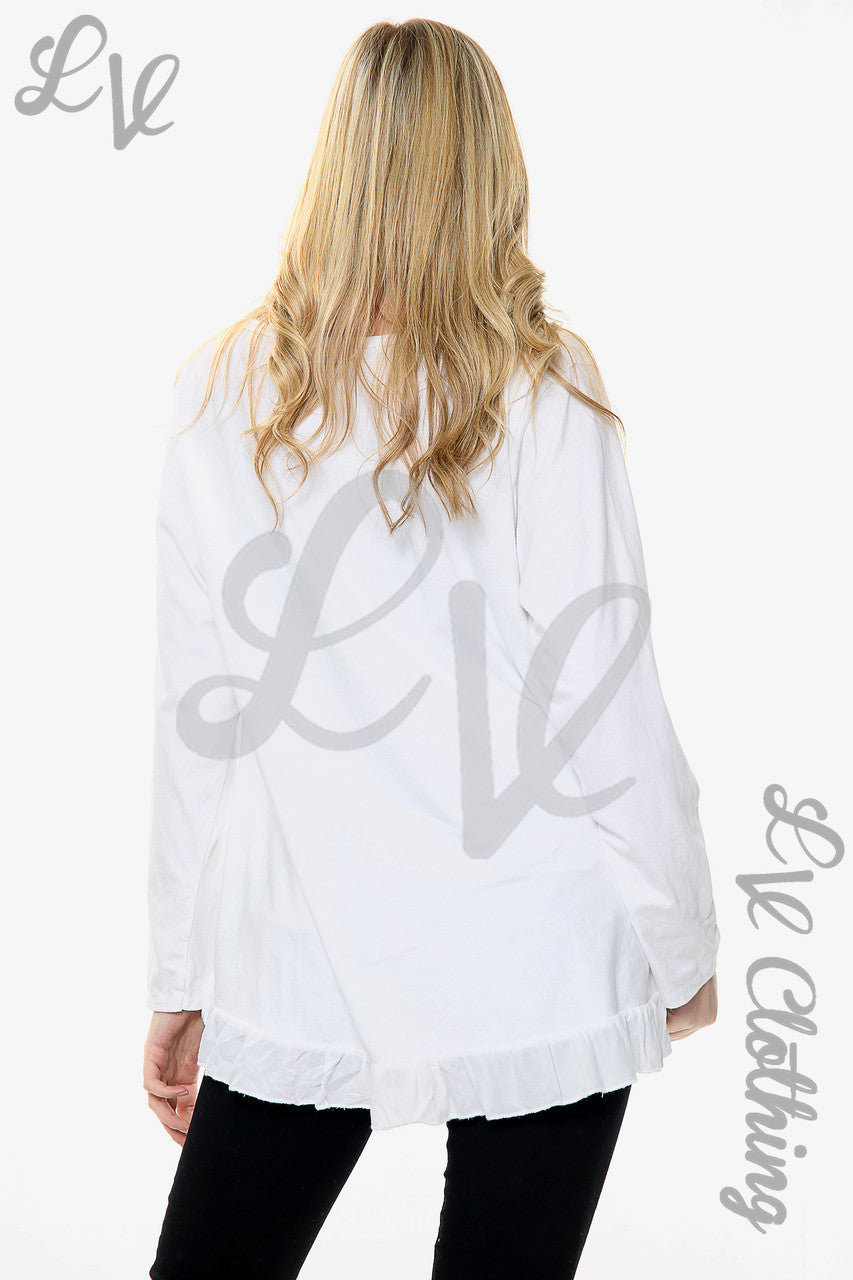 Dames top met verenprint Wit Stukprijs WAS €10,99 NU €5,49
