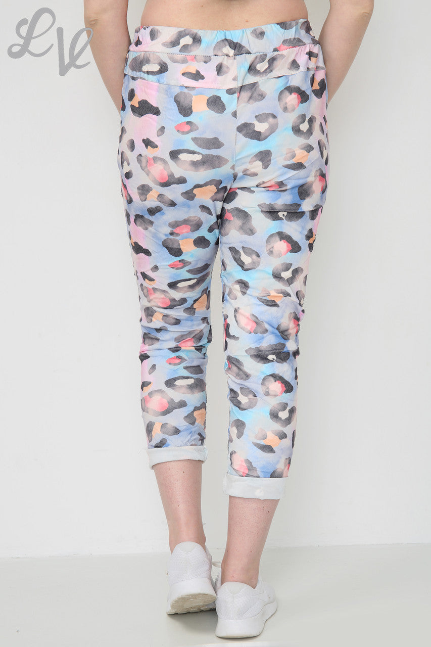 Ladies Colourful Leopard Print Magic Trousers Denim Unit Price £8.99