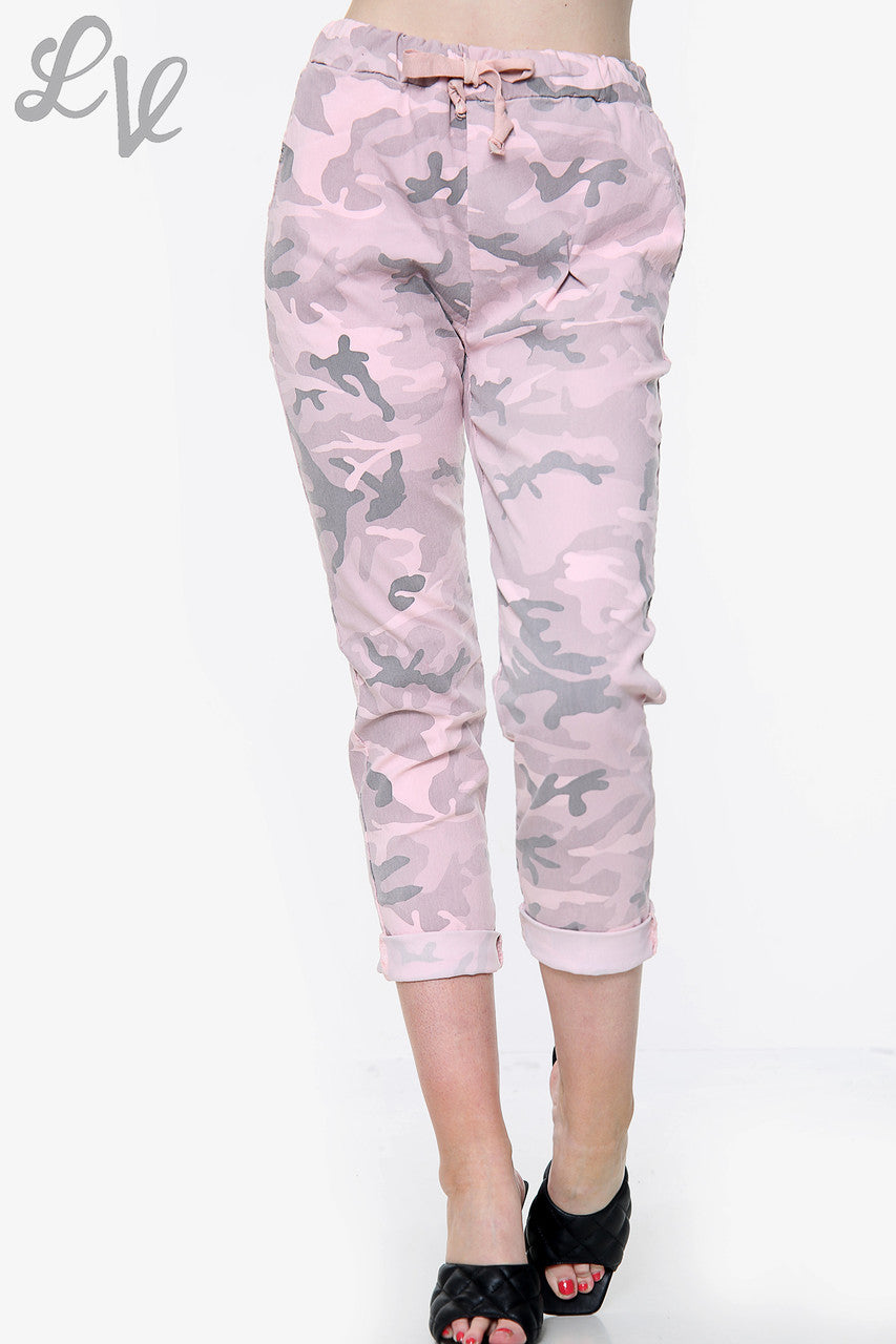 Ladies Plus Size Camo Print Magic Trousers Dusty Pink Unit Price WAS 12.99 NOW £4.99