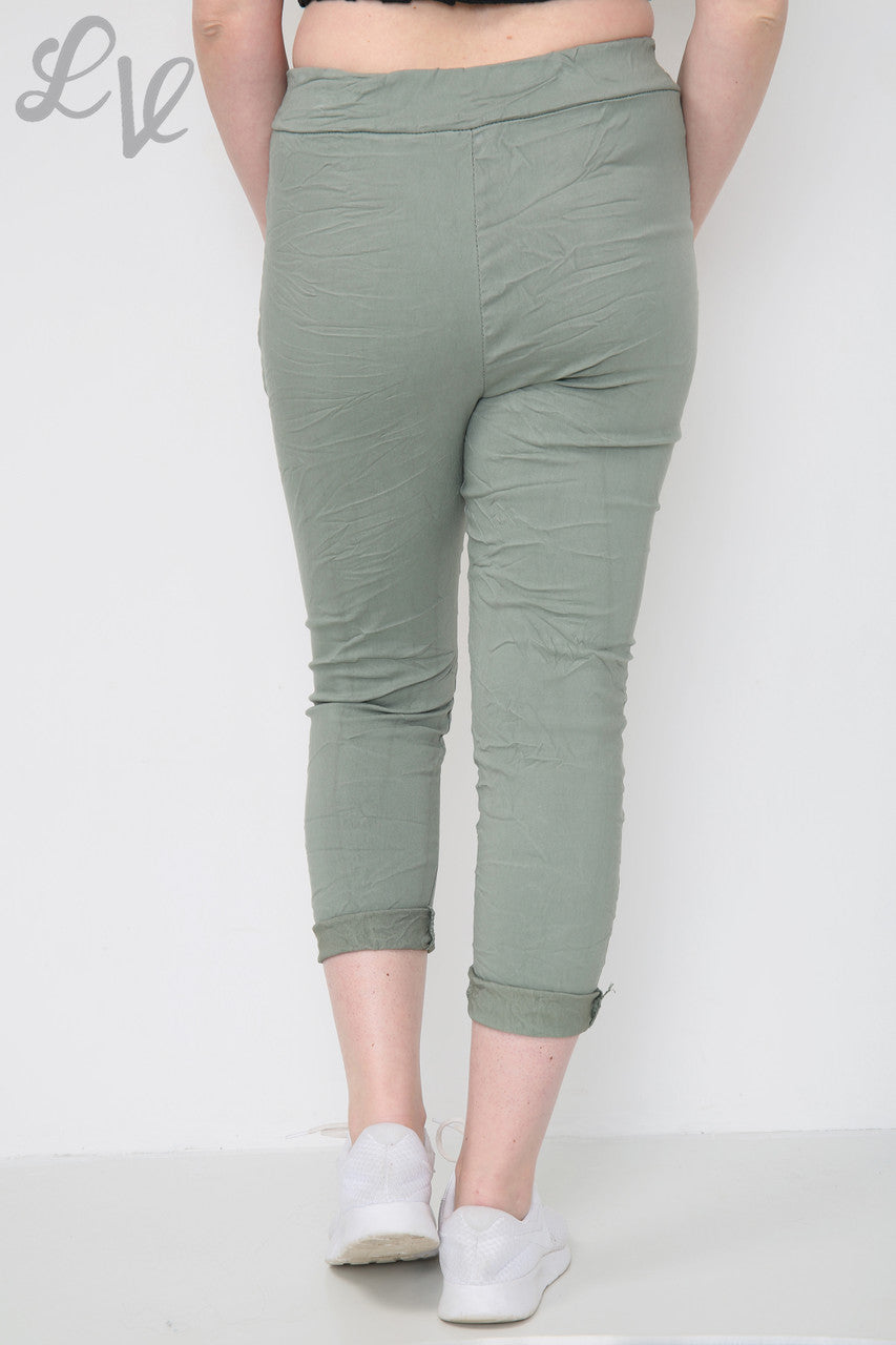 Ladies Ripped Sequin Knee Magic Trousers Khaki Unit Price £9.99