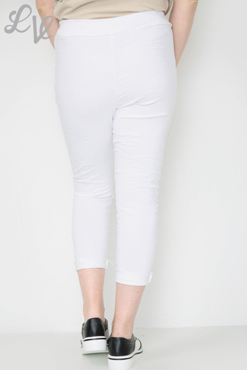 Dames Gescheurde Pailletten Knie Magische Broek Wit Stukprijs € 9,99