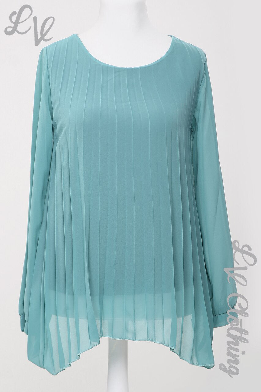Dames Oversized Plissé Blouse Hi Lo Tiffany - Prijs WAS € 9,99