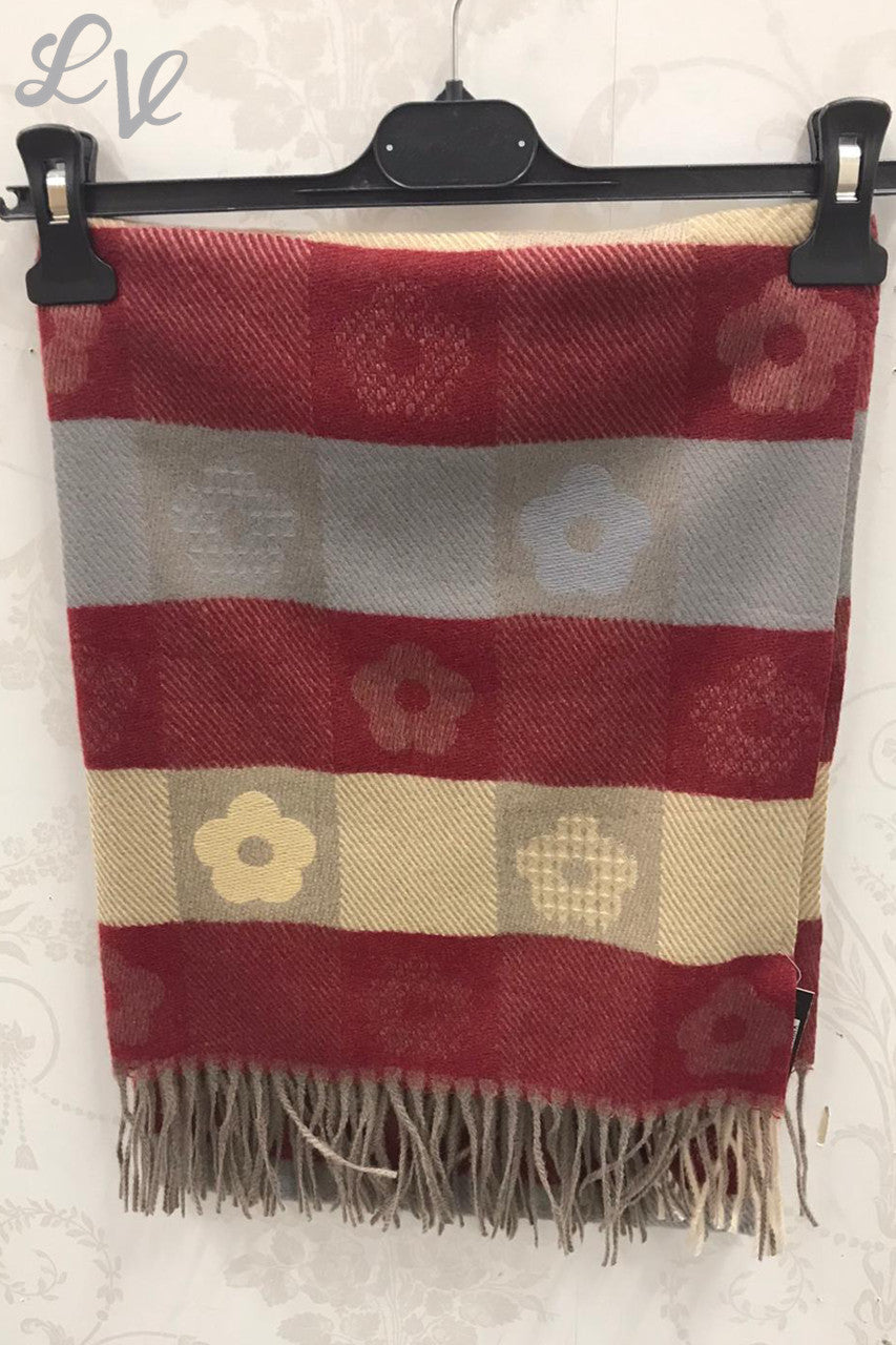 Dames sjaal met bloemenprint bordeauxrood