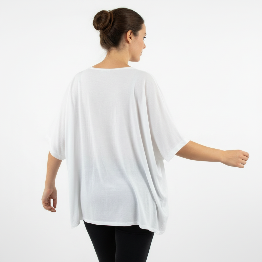 Top met bloemenprint, relaxte pasvorm en mouwen - Wit
