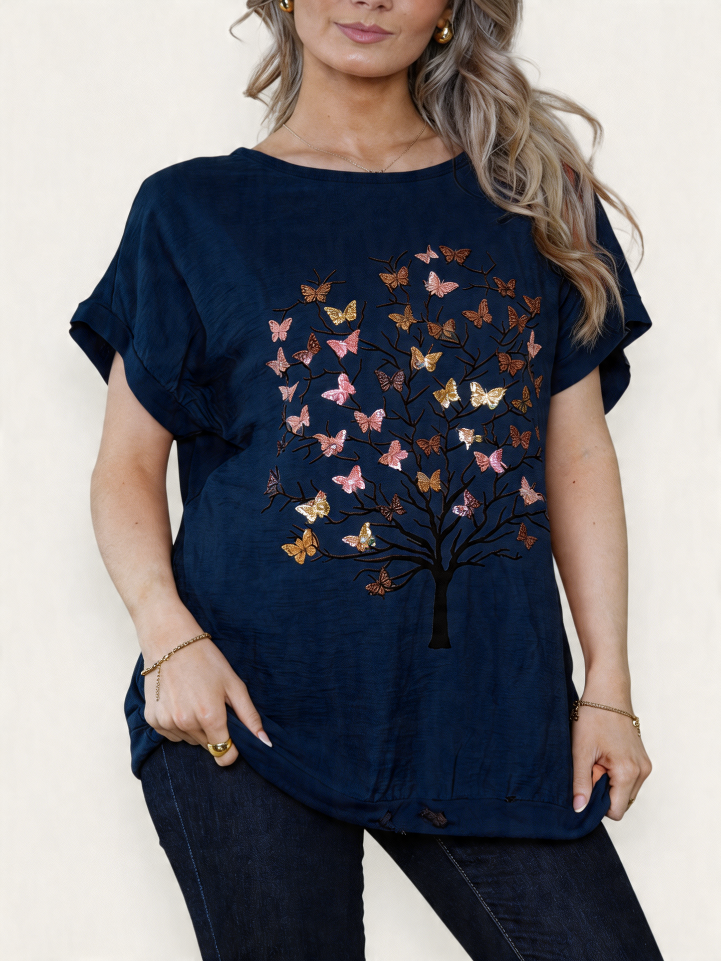 BUTTERFLY TREE FOIL TREE TOP NAVY