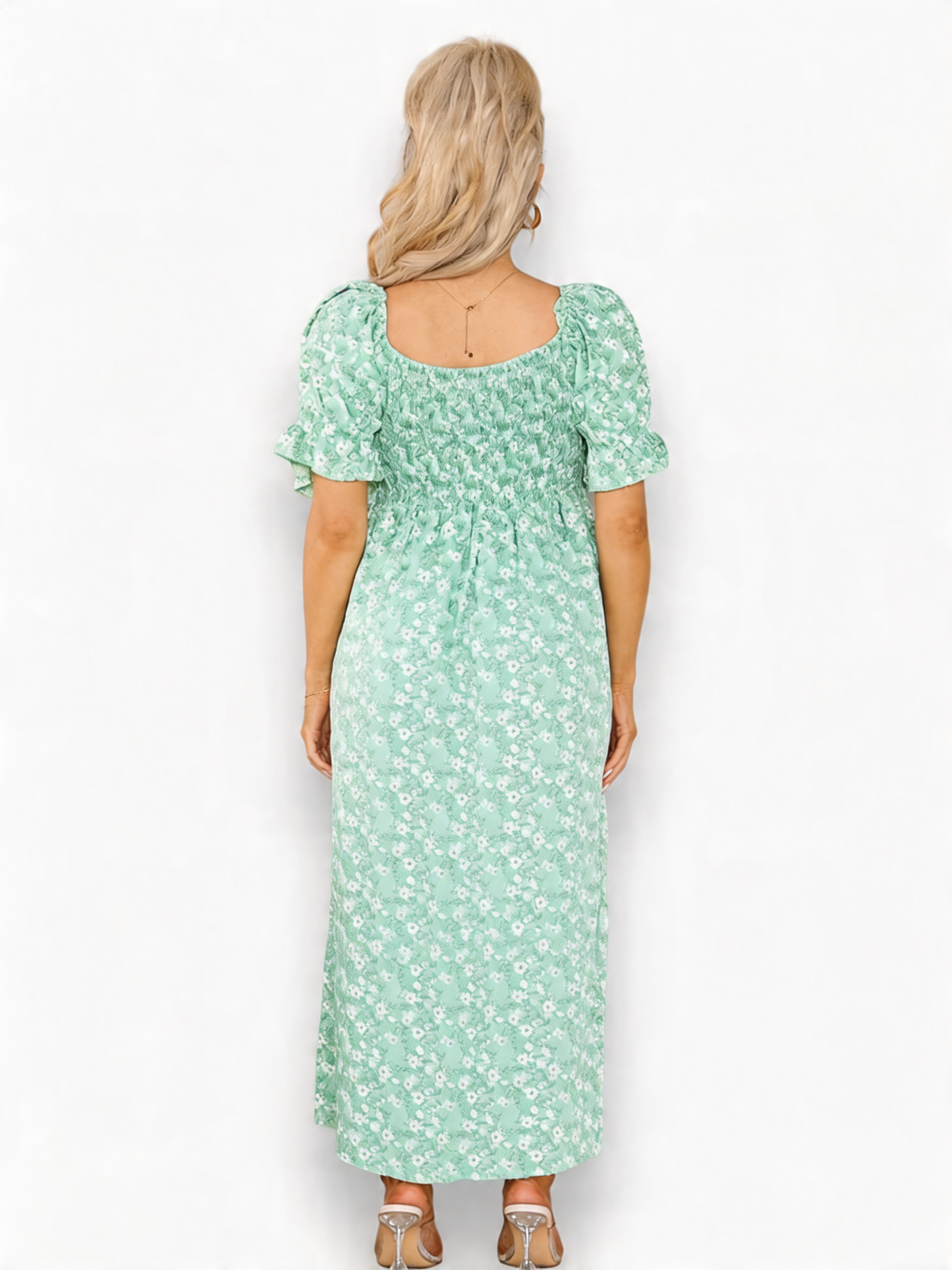 DITSY FLORAL BARDOT MAXI DRESS MINT