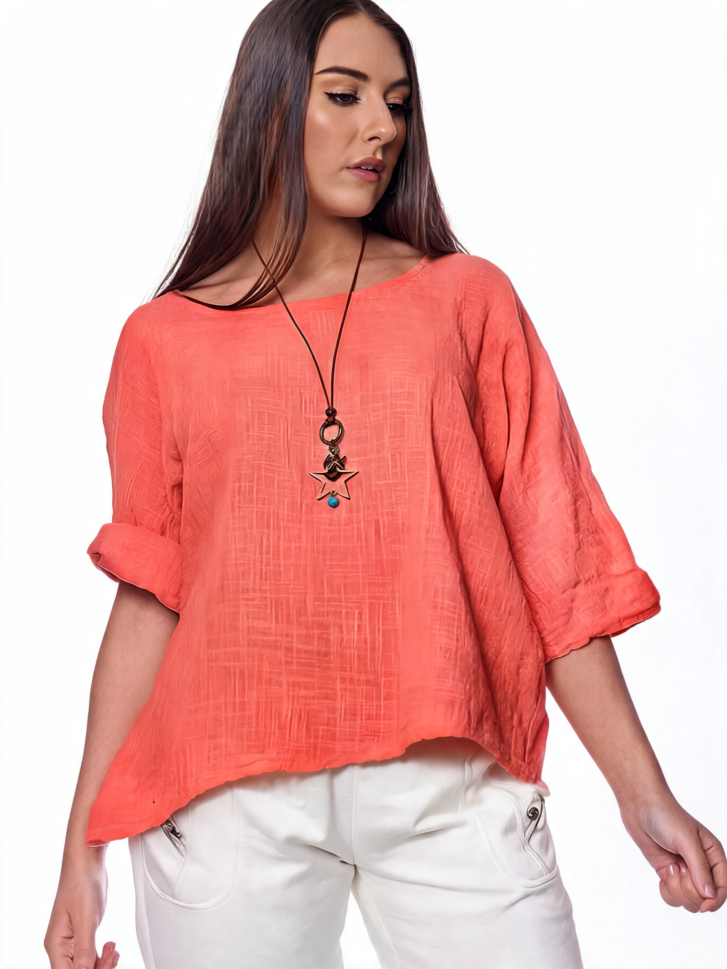 Ladies Plain Simple Top - Coral