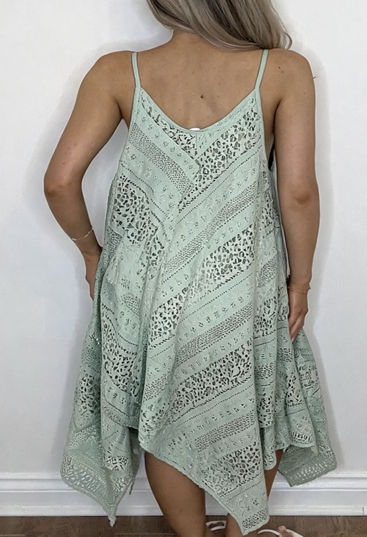 Broderie Anglaise Strappy Midi Dress – Khaki