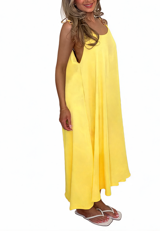 Buckle Strap Oversized Cami Maxi Dress - Lemon
