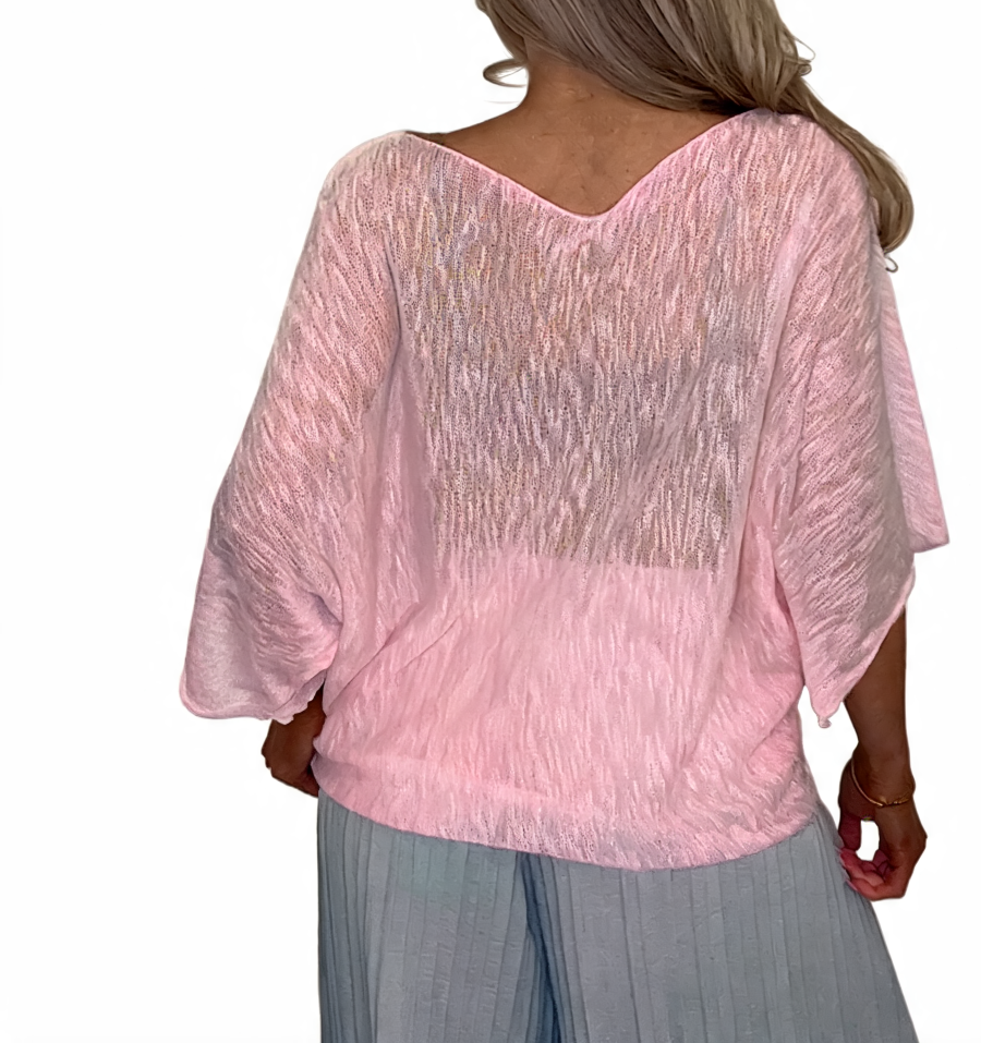 Azure Bloom Verfraaide Gelaagde Smockjurk - Roze