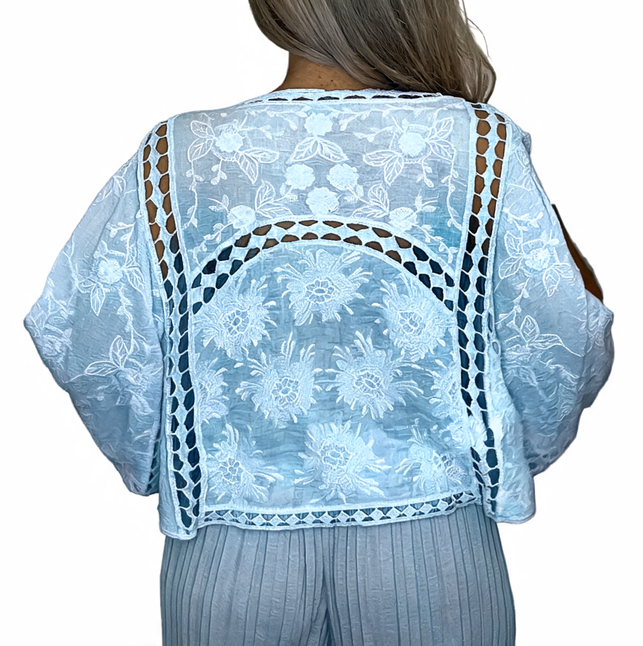 Azure Bloom Verfraaide Gelaagde Smockjurk - Roze