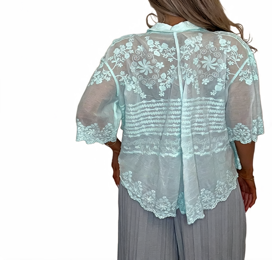 Azure Bloom Verfraaide Gelaagde Smockjurk - Roze
