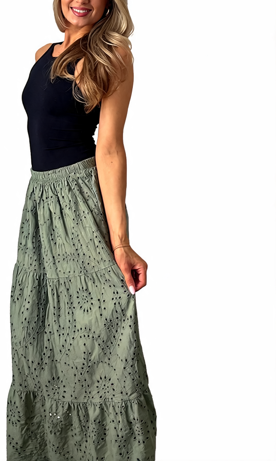T-shirt met korte mouwen van bloemenkant en botanische print - Marineblauw