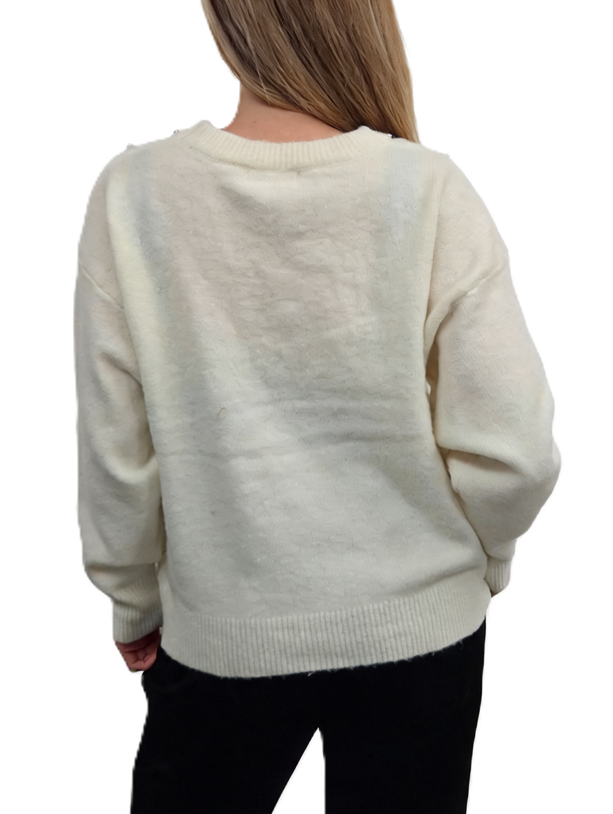 Diamante Embellished Soft Knit Drop Shoulder Sparkle Sweater