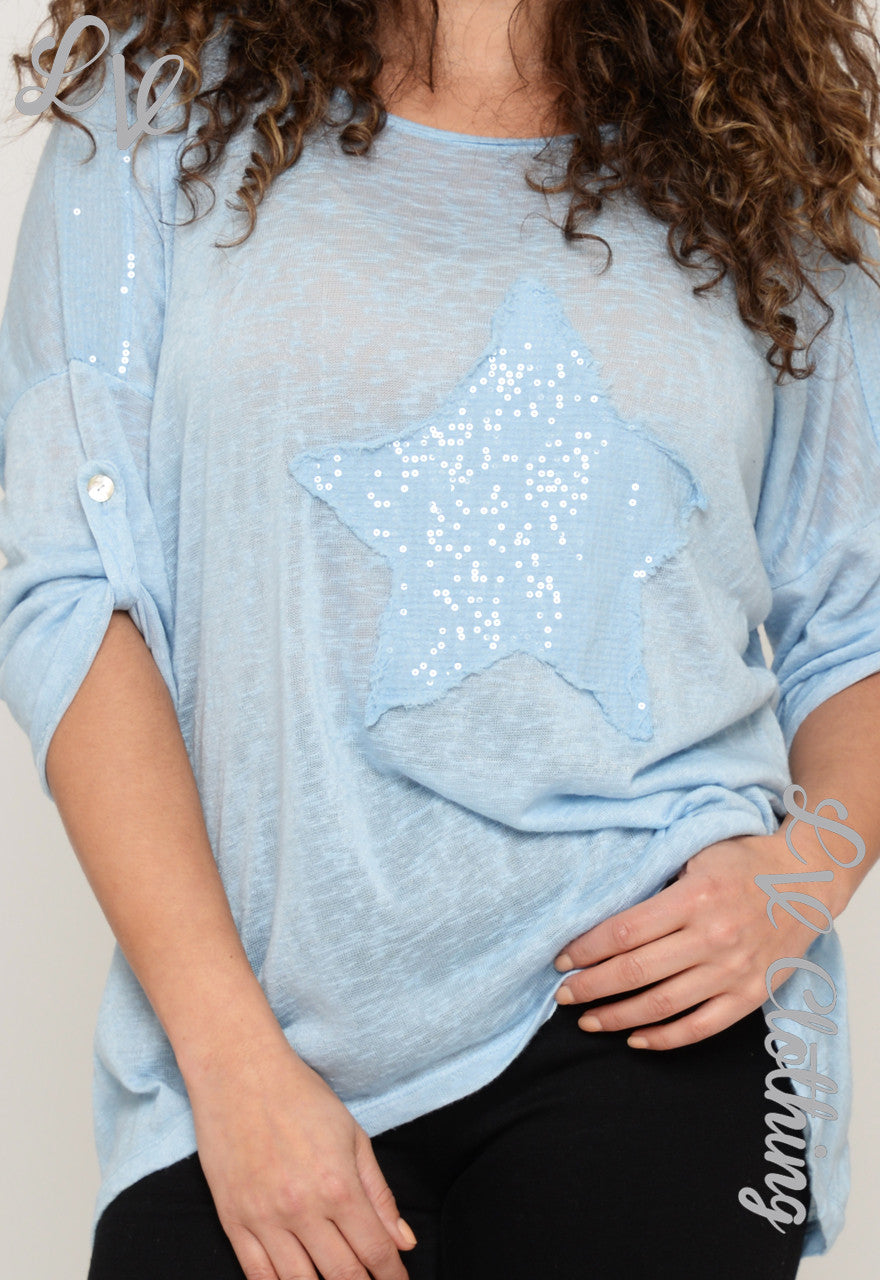 Ladies Star Print Embellished Top £11.99