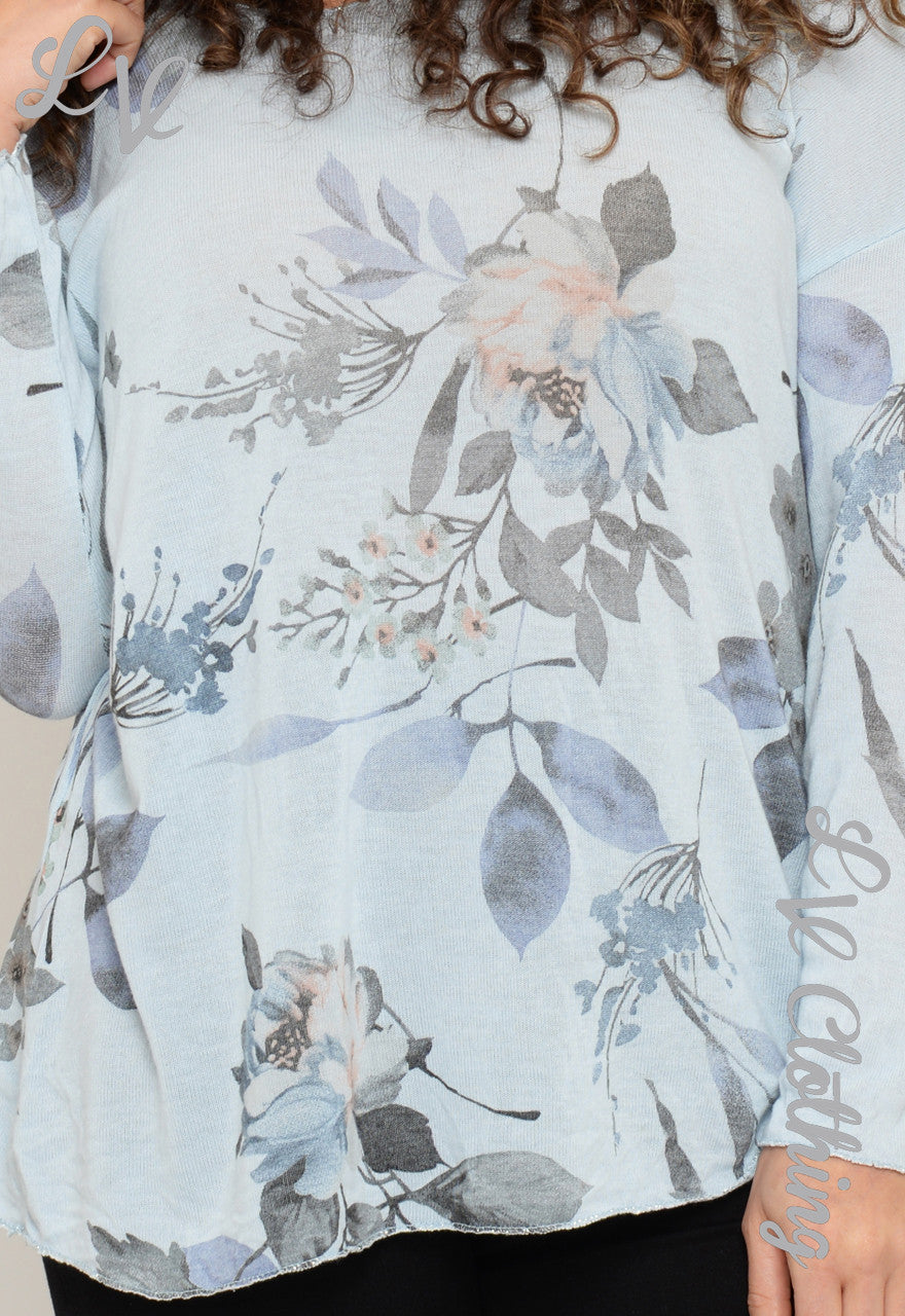 Ladies Floral Glitter Stitch Top with Scarf £9.99