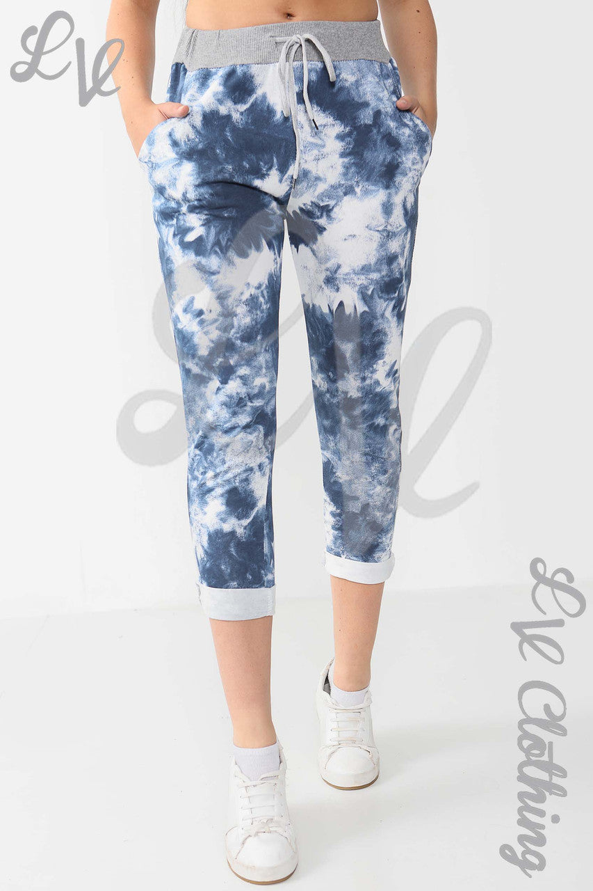 Ladies Tie Dye Jogging Pants Trouser Navy - Unit Price £6.99